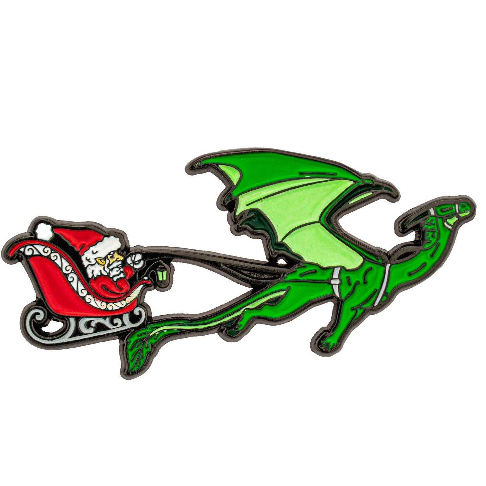 Quest's Reward Fine Art Pin - Dragon Pulling Santa