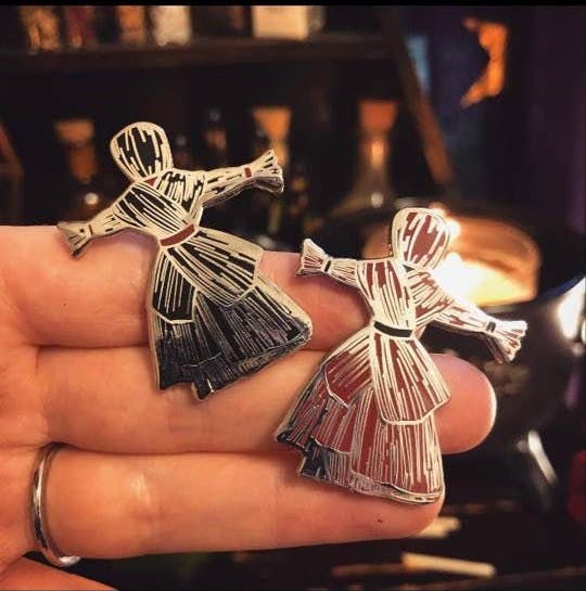 Witch Poppets - Black or Red - Enamel Pin