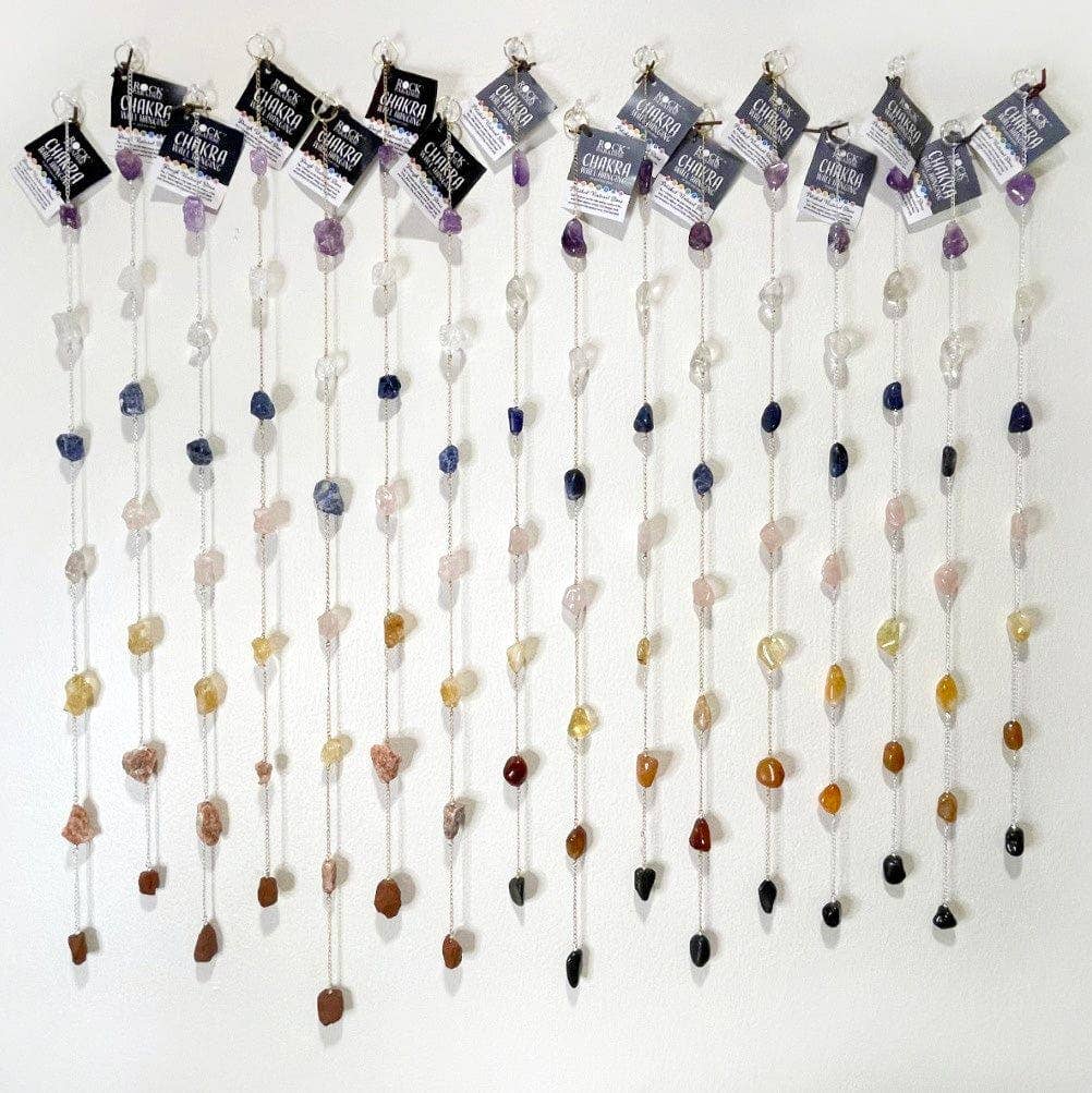 Crystal Chakra Wall Hanger - Choose Rough and Tumbled Stones Silver