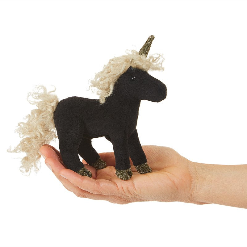 Folkmanis Mini Unicorn, Black Finger Puppet