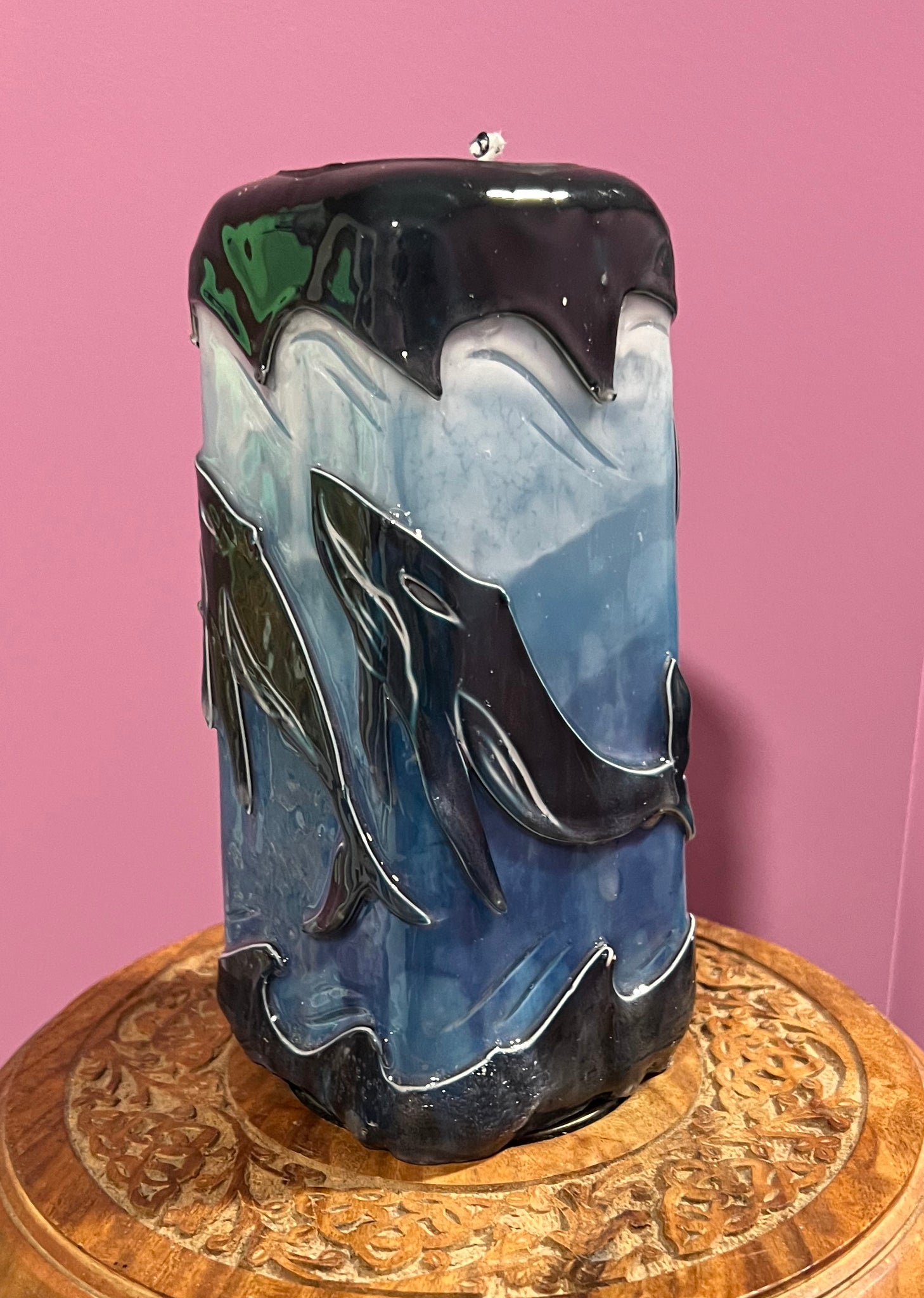 Blue Whale Large Tower Candle