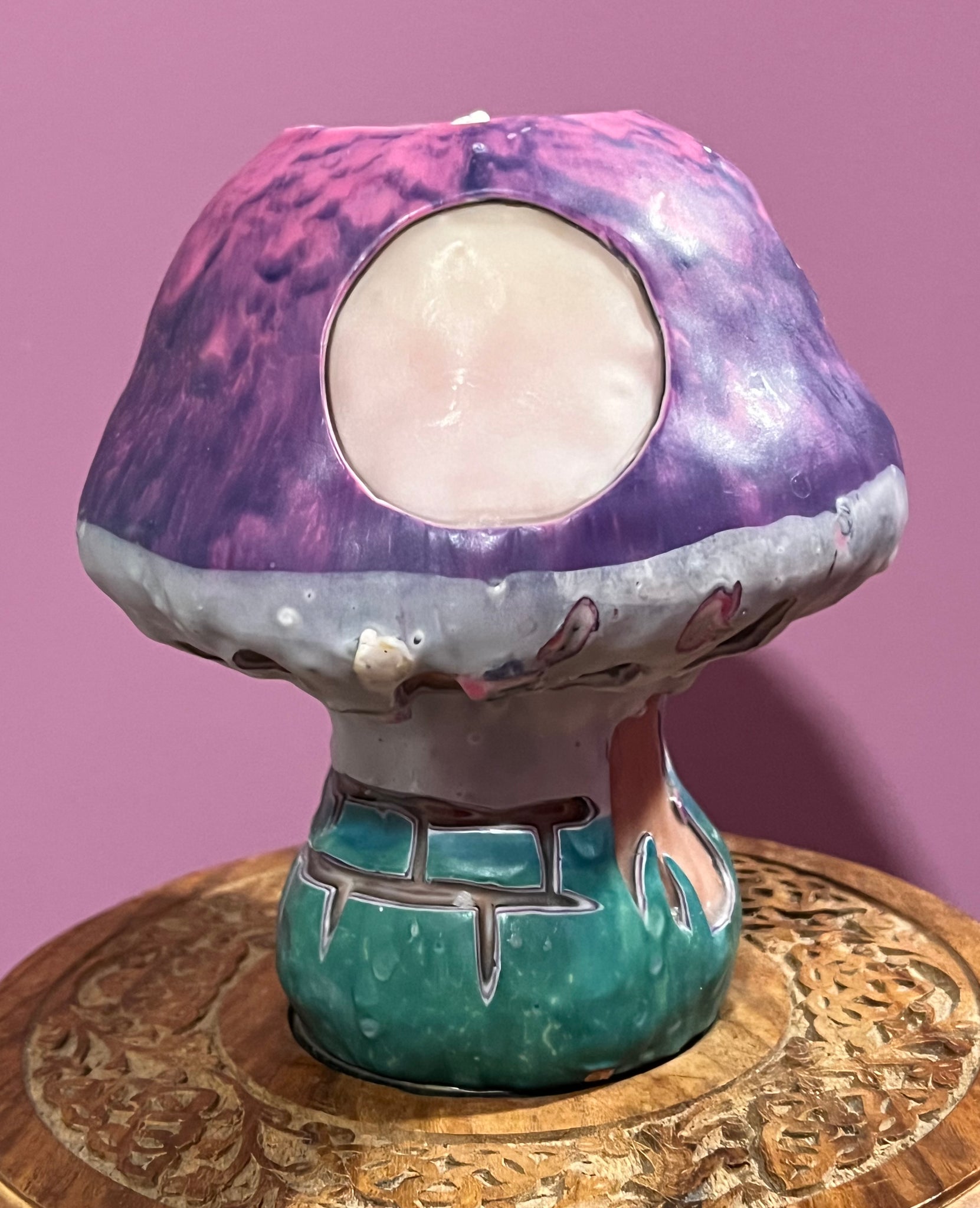 Calming Purple Topped Large Mushroom Candle