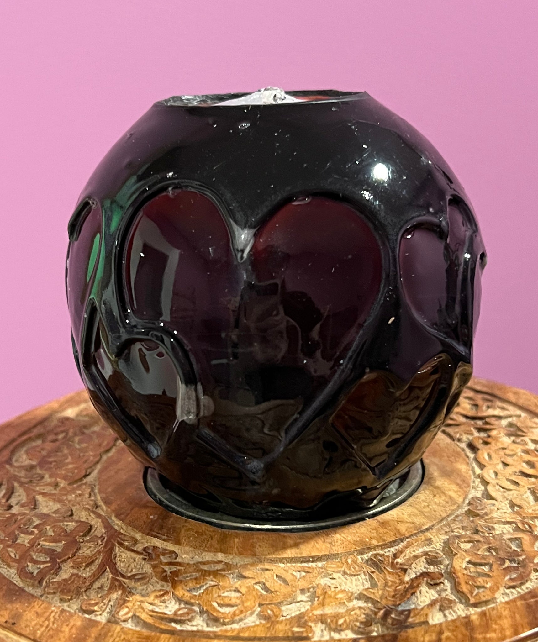 Black Heart Round Candle