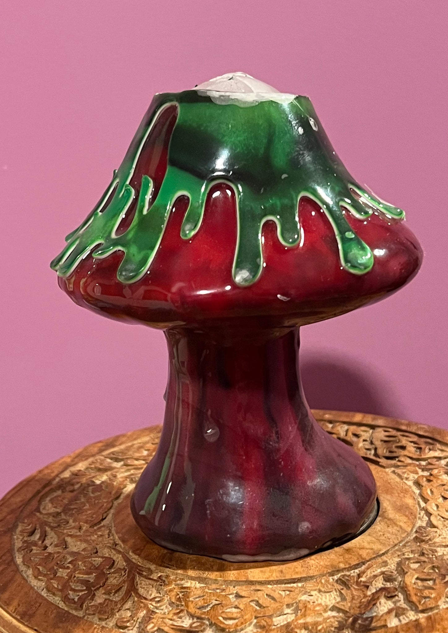 Red and green Melting Small mushroom Candle