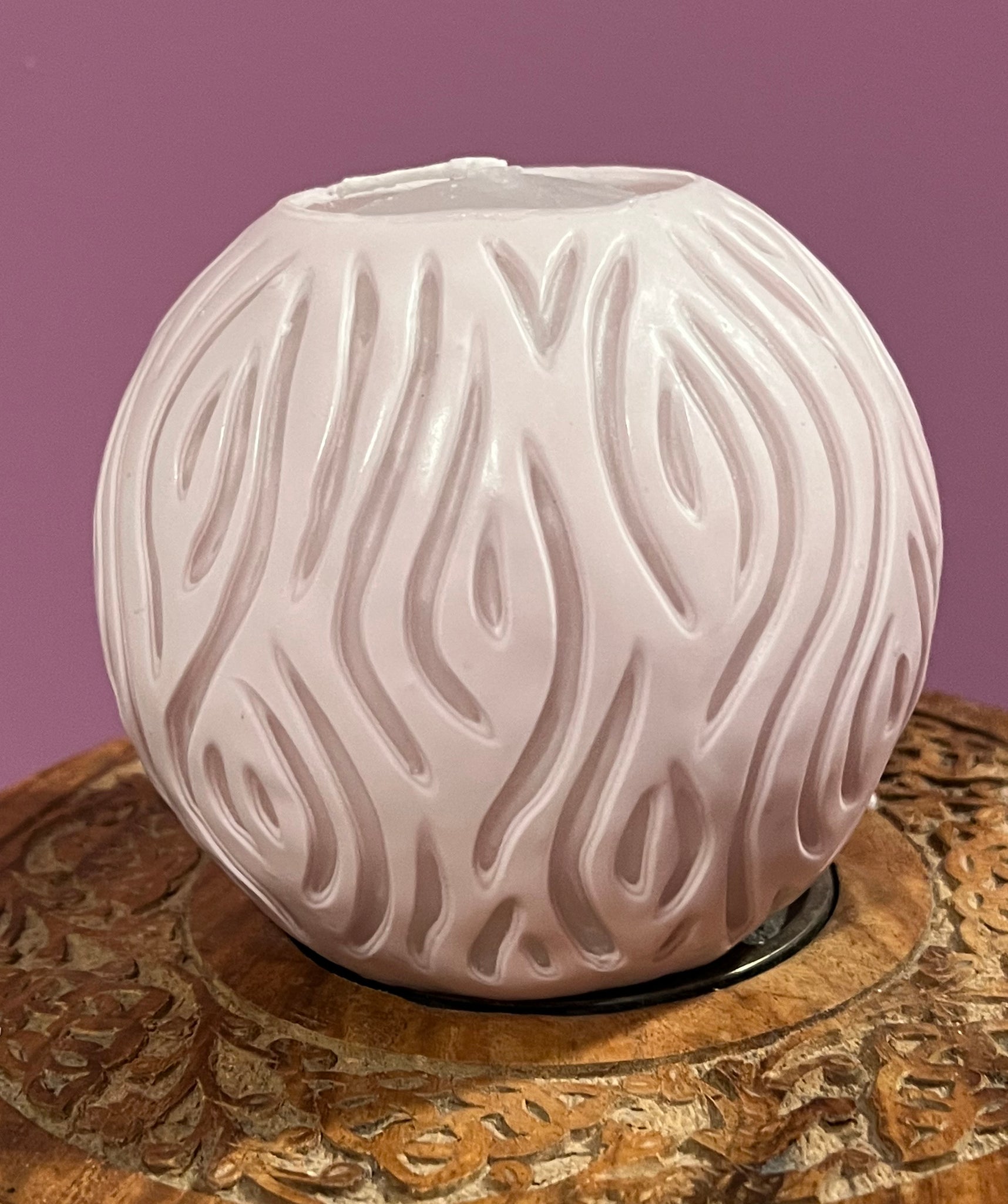 Carved White Round Candle