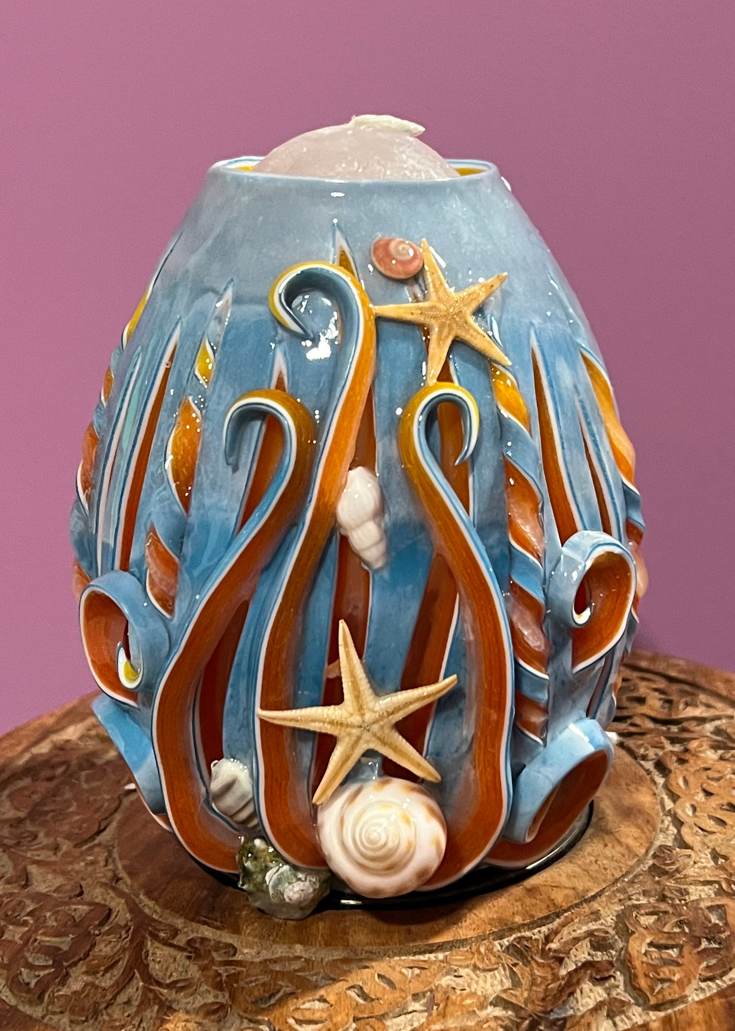 Oceans Wave  Egg shaped Candle
