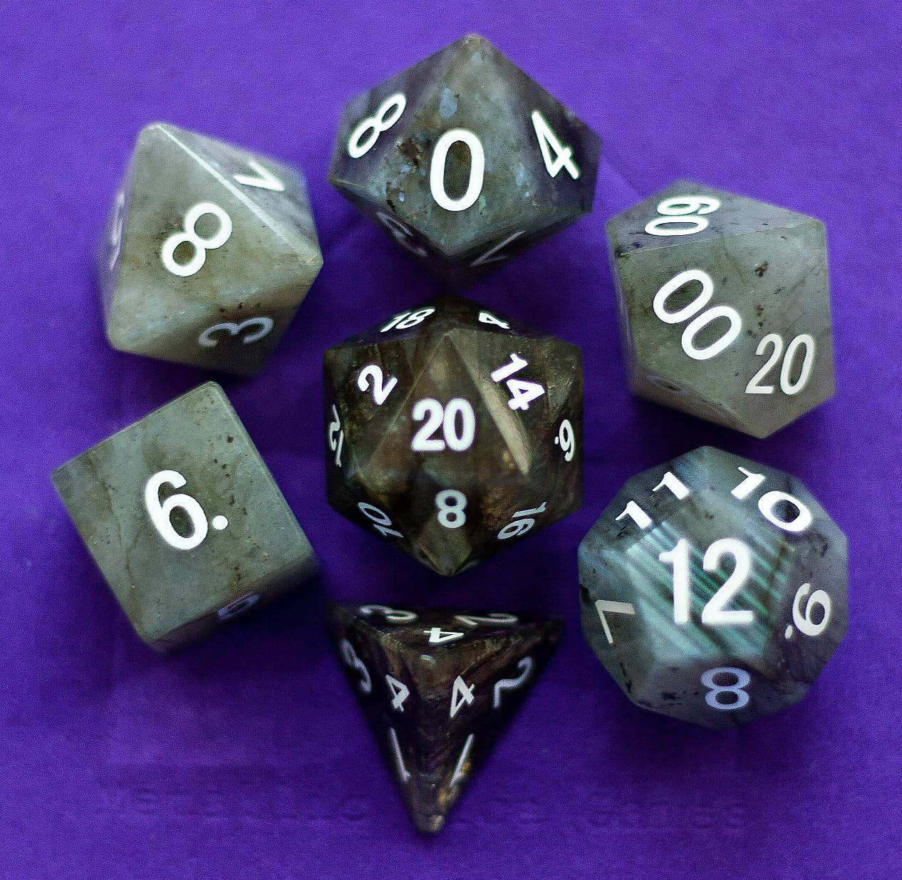 Gemstone Dice for High End DND Games (18 Stones): Labradorite