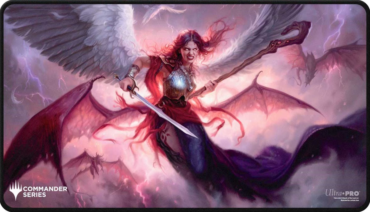 UP Playmat – MTG Commander Series Three | Kaalia & The Ur-Dragon | Color Wedge Design | Black Stitched Edges