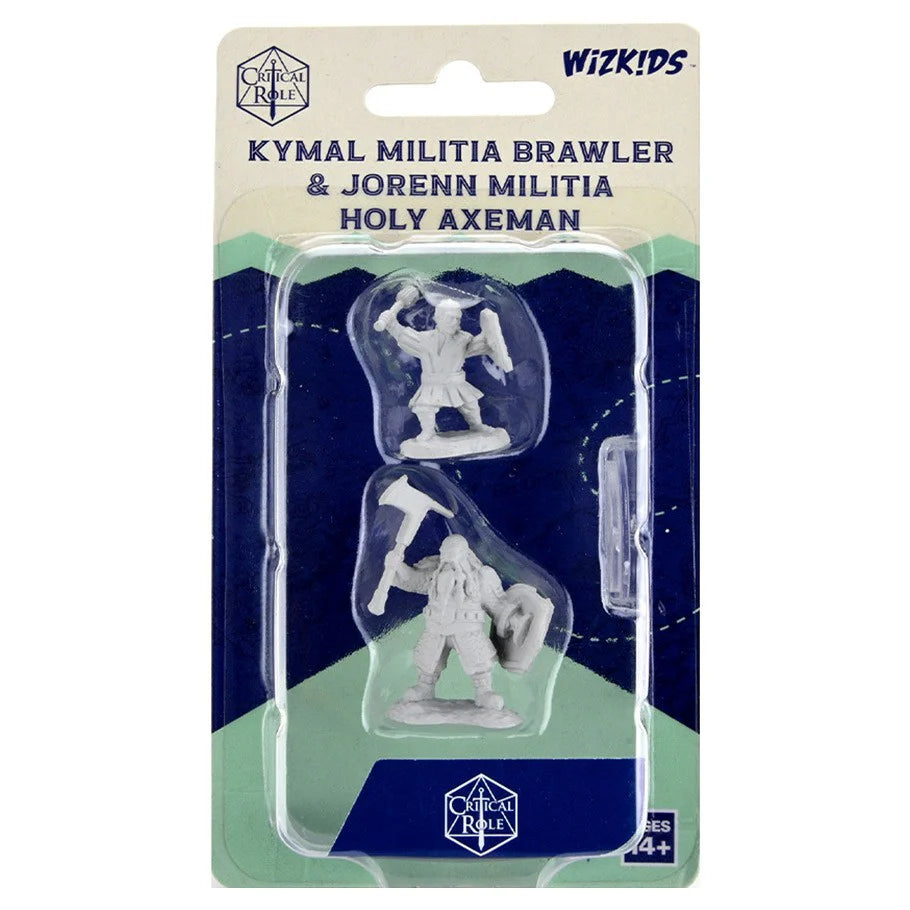 Critical Role Unpainted Miniatures: Kymal Militia Brawler & Jorenn Militia Holy Axeman