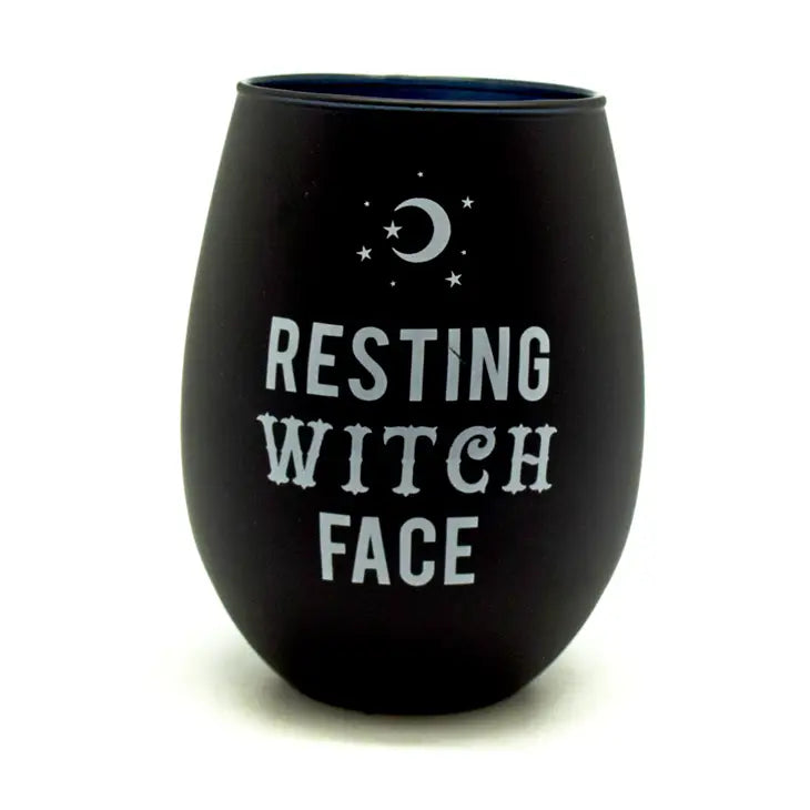 Resting Witch Face Stemless Wine Glass